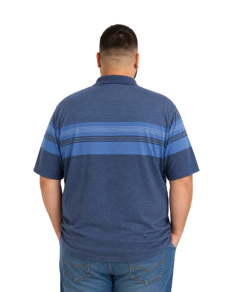 İndigo Atlas Çizgili Büyük Beden Polo Tişört 7-8XL Özel Seri 0564 - 3