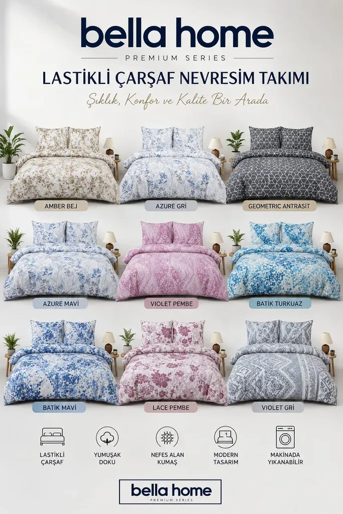 Bella Home Çift Kişilik Fitted New Box Nevresim Takımı | Zamansız, Modern ve Şık Tasarım - 2